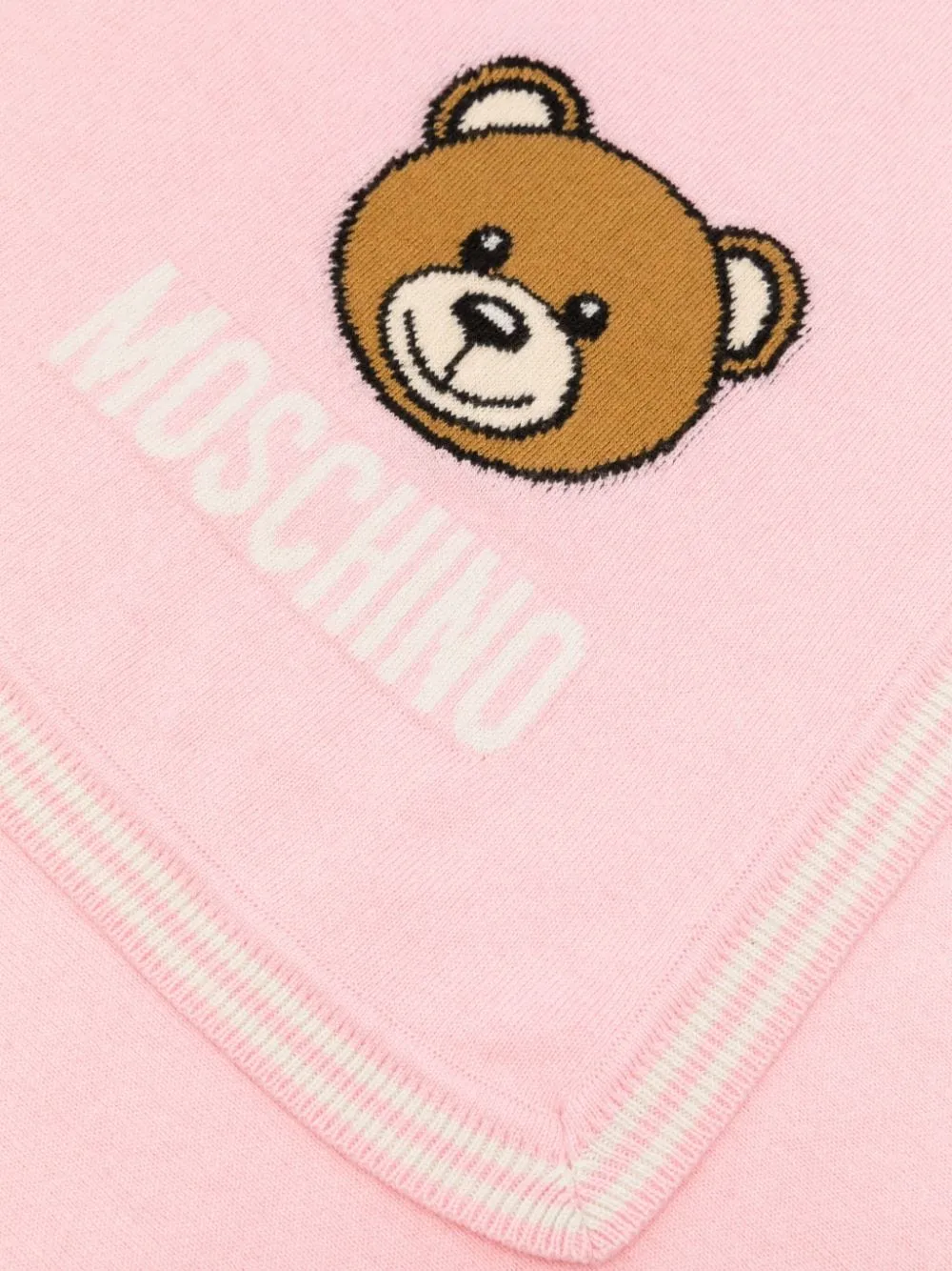 Coperta per neonata Moschino Kids rosa con motivo Teddy Bear a intarsi