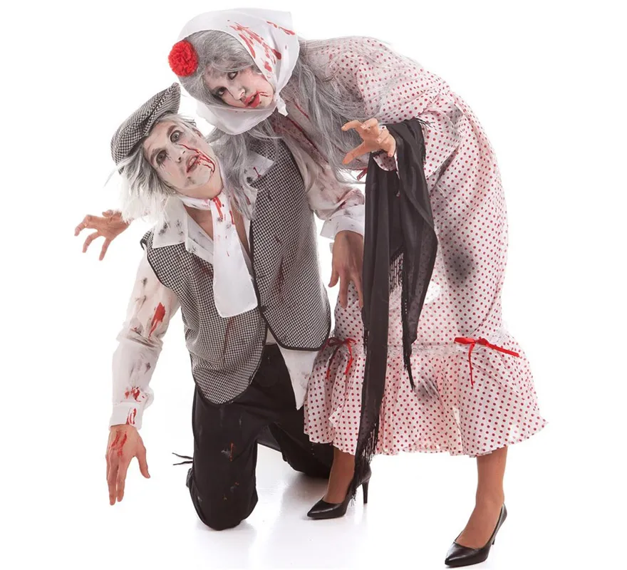 Costume da zombi Chulapa con trucco di Halloween per donna