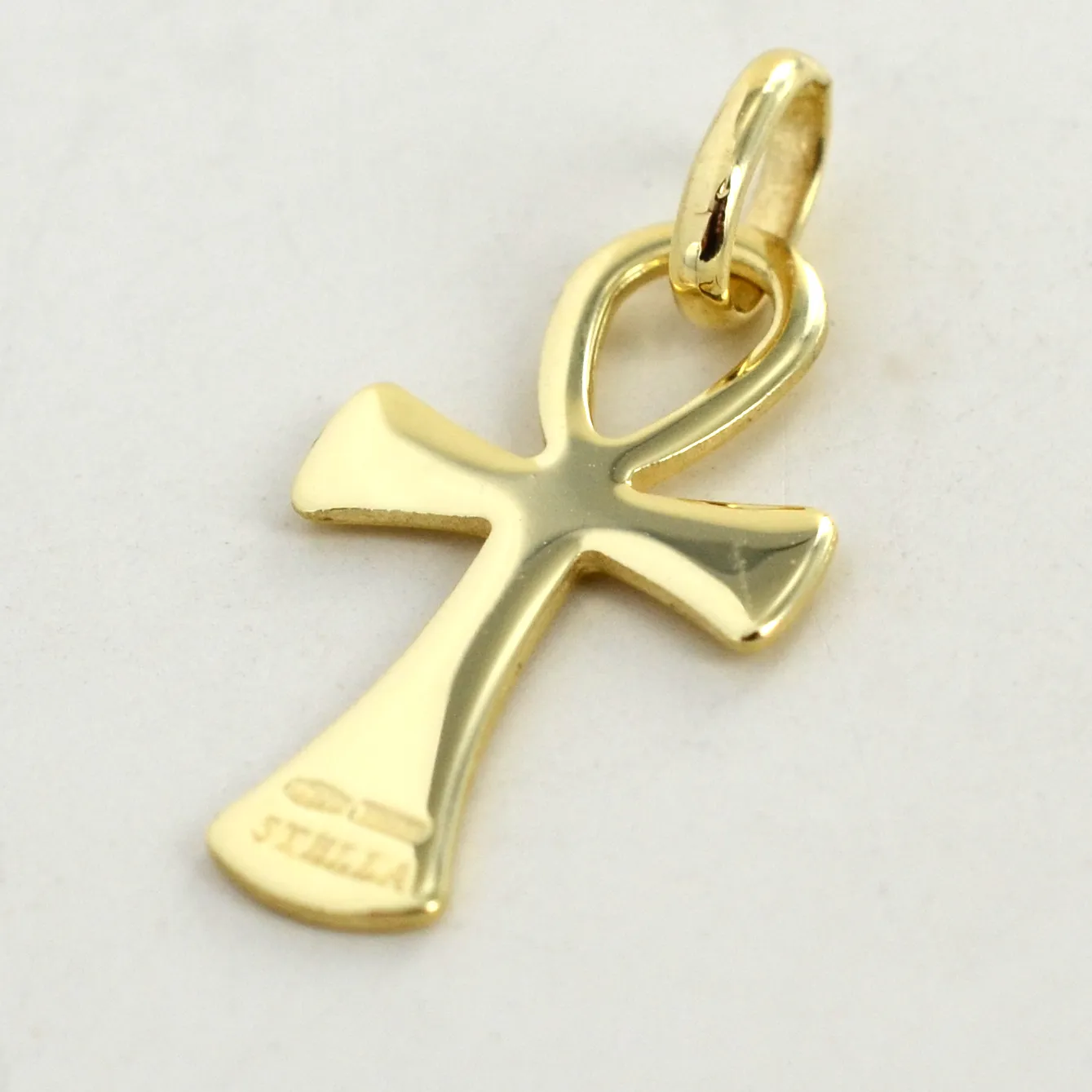 Croce della vita media in oro giallo 13 X 22 mm