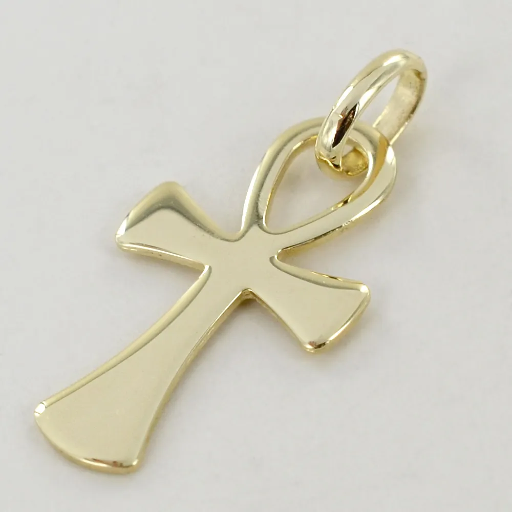 Croce della vita media in oro giallo 13 X 22 mm