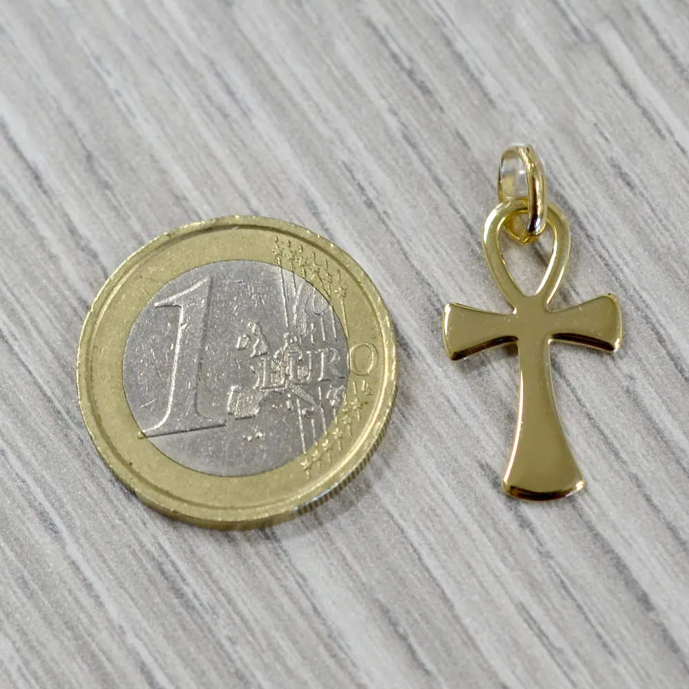 Croce della vita media in oro giallo 13 X 22 mm