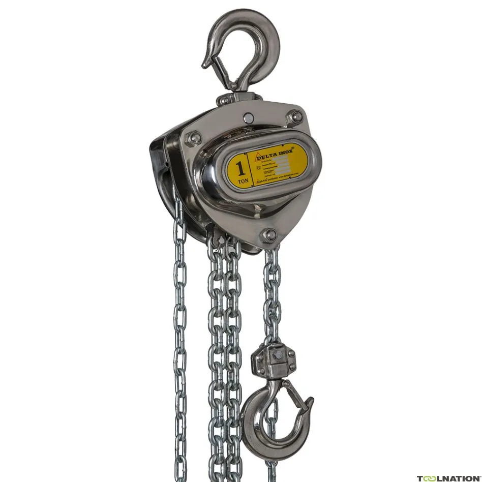 Delta DSS.0.06600506 INOX Paranco a catena manuale in acciaio inox con carico e catena manuale in acciaio inox - 0,5 tonnellate 