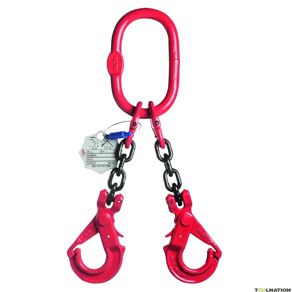 Delta YE.8.2SV.06.030 Lunghezza catena a 2 punte, 3 metri, gancio di sicurezza, 1,6 tonnellate