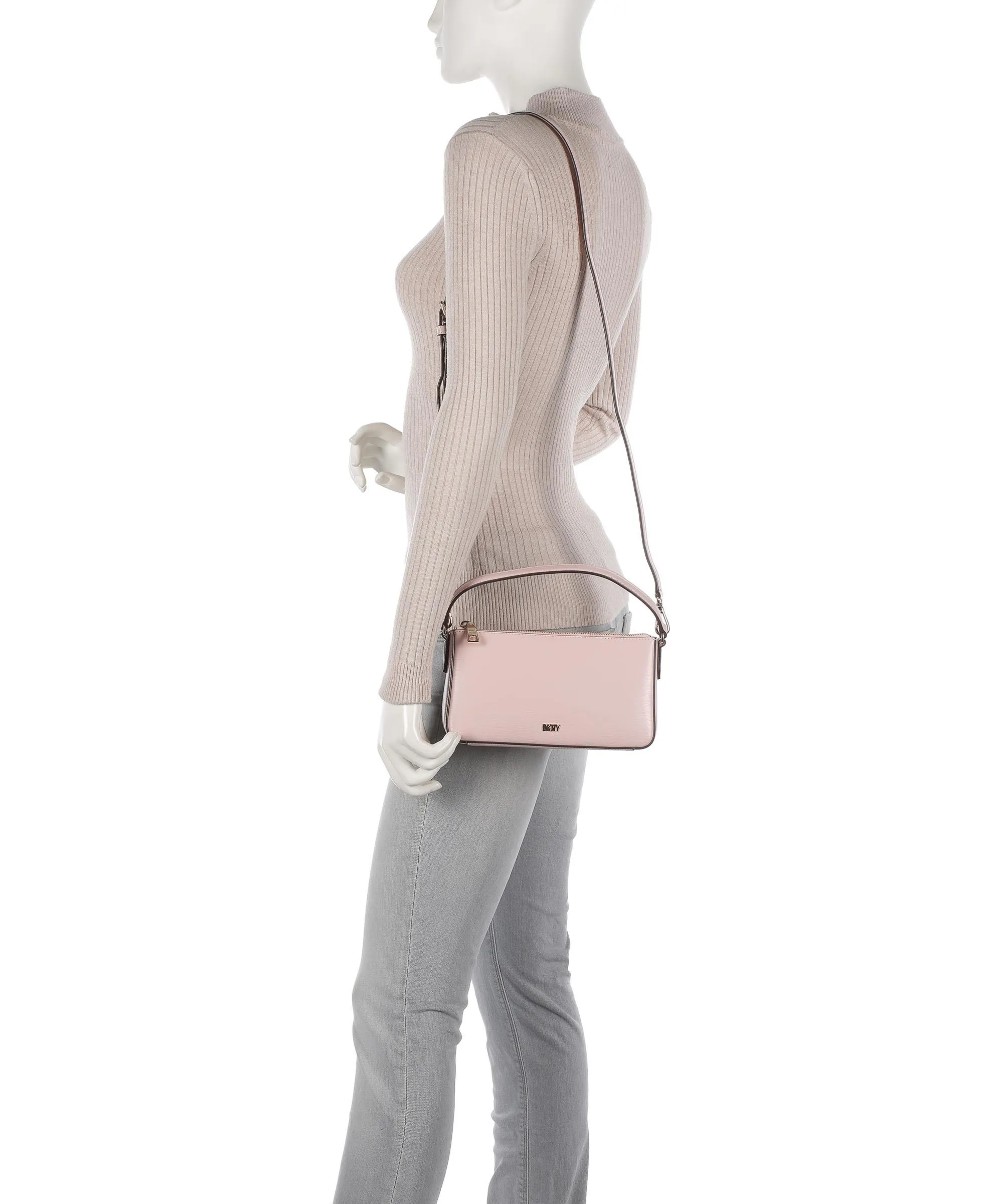  DKNY Bryant Borsa a spalla pelle di vacchetta finemente grana rosa  