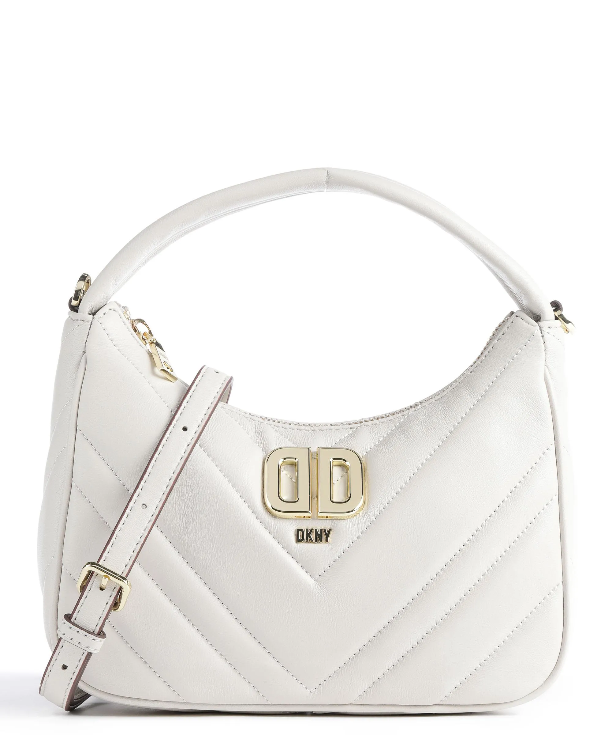  DKNY Delphine Borsa a spalla cuoio di agnello avorio  