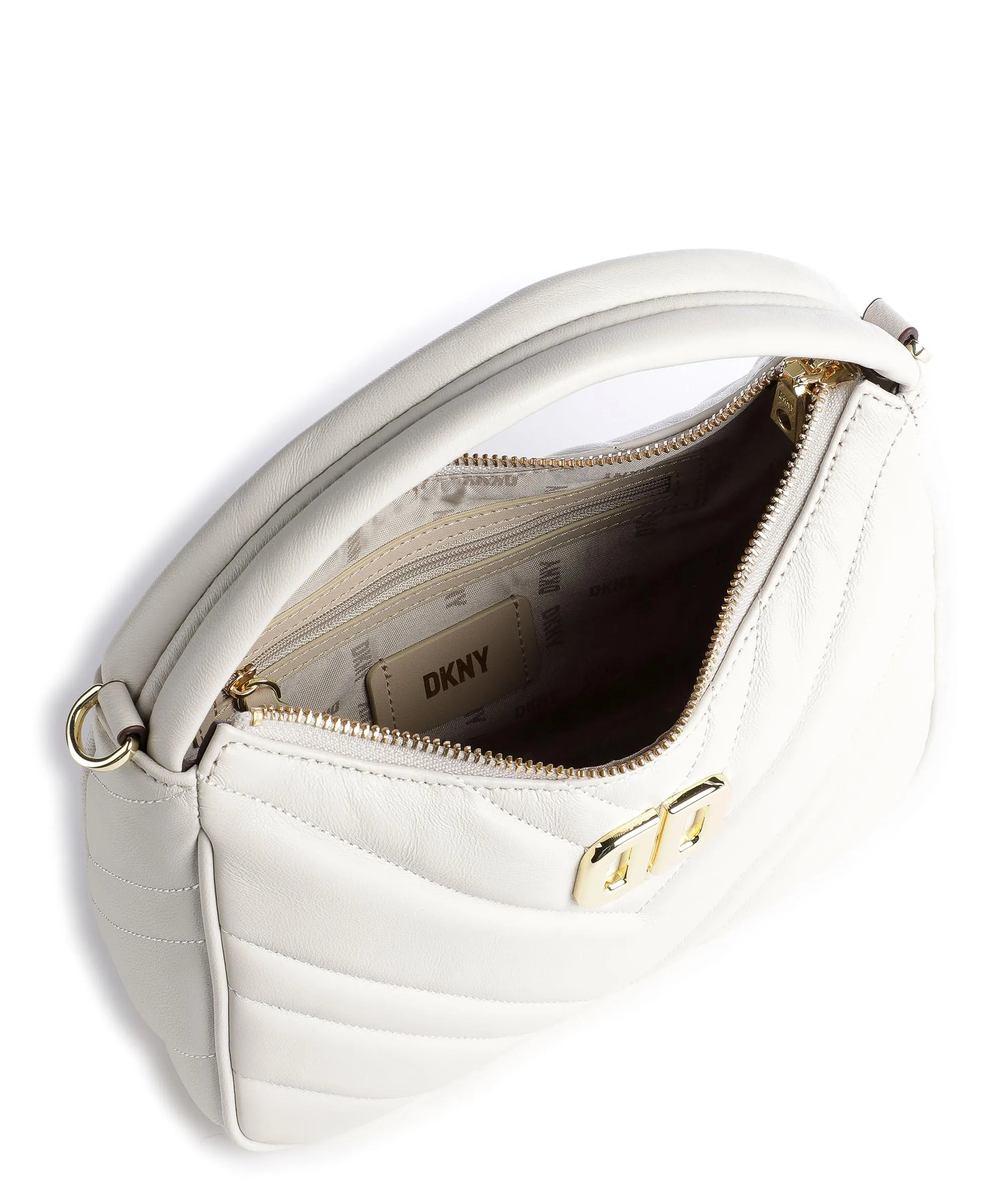  DKNY Delphine Borsa a spalla cuoio di agnello avorio  