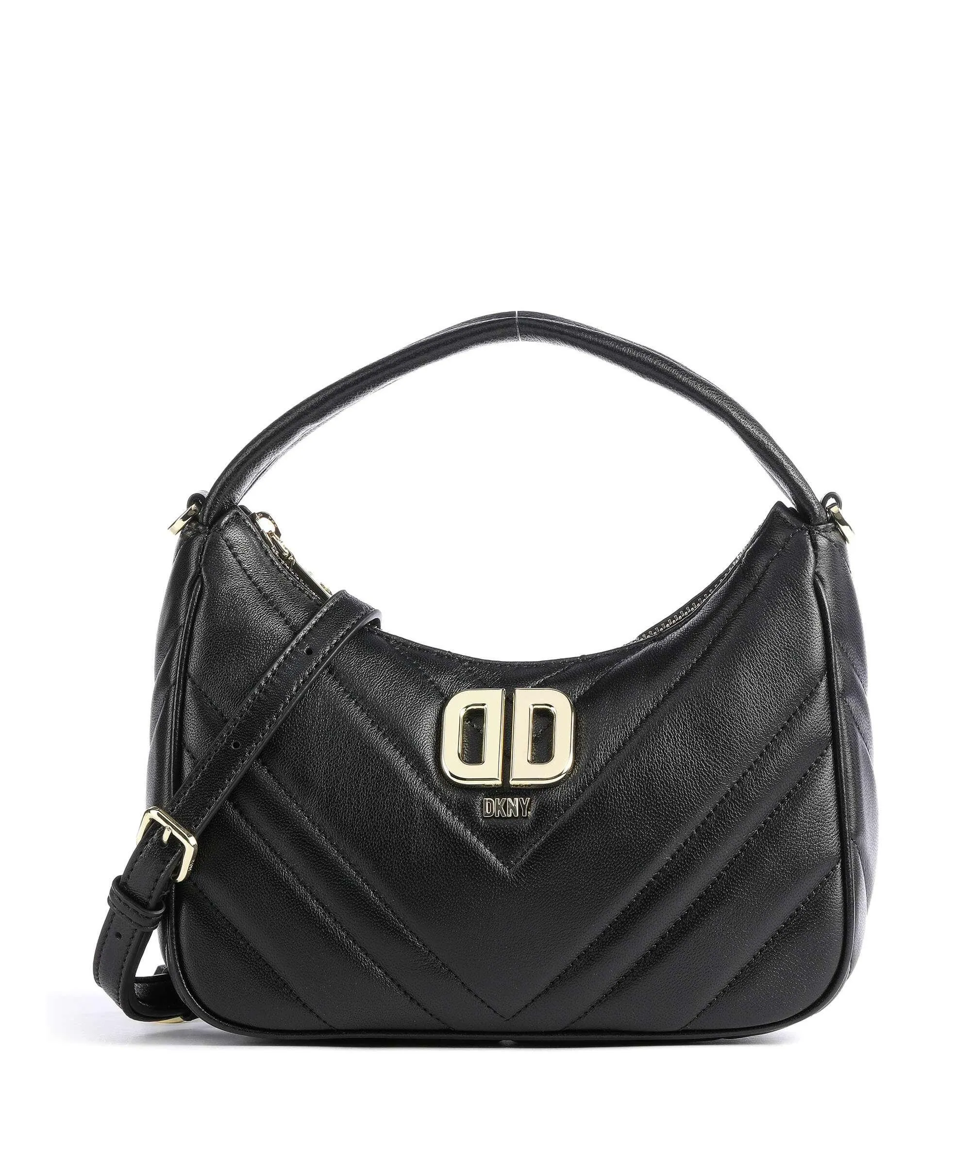  DKNY Delphine Borsa a spalla cuoio di agnello nero  