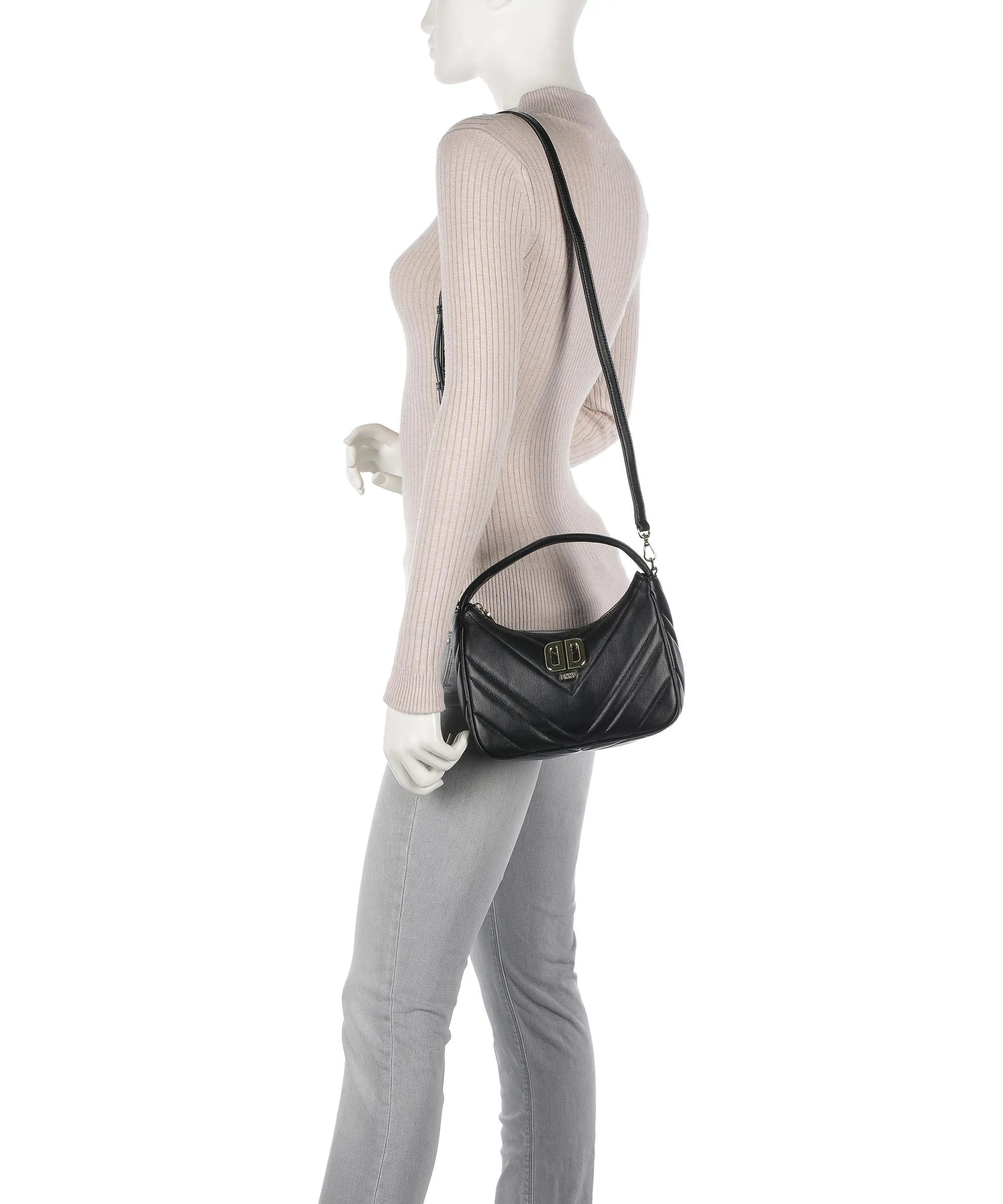  DKNY Delphine Borsa a spalla cuoio di agnello nero  