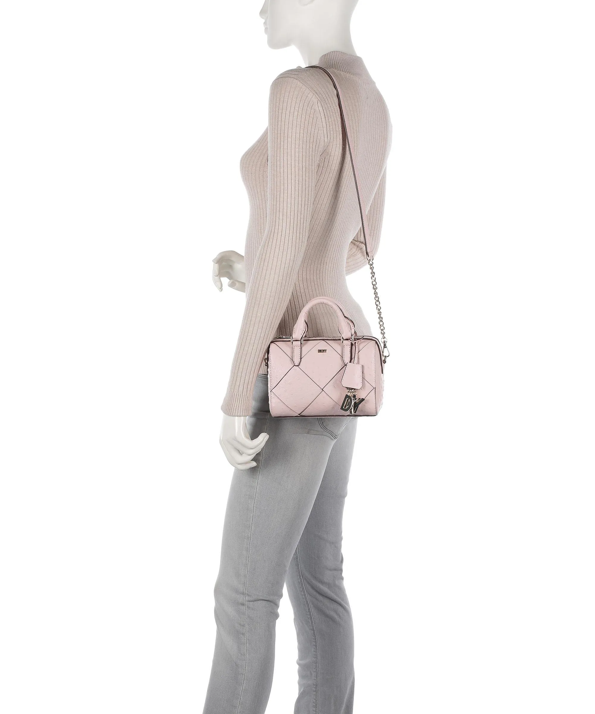  DKNY Paige Borsa a mano pelle di vacchetta finemente grana rosa  
