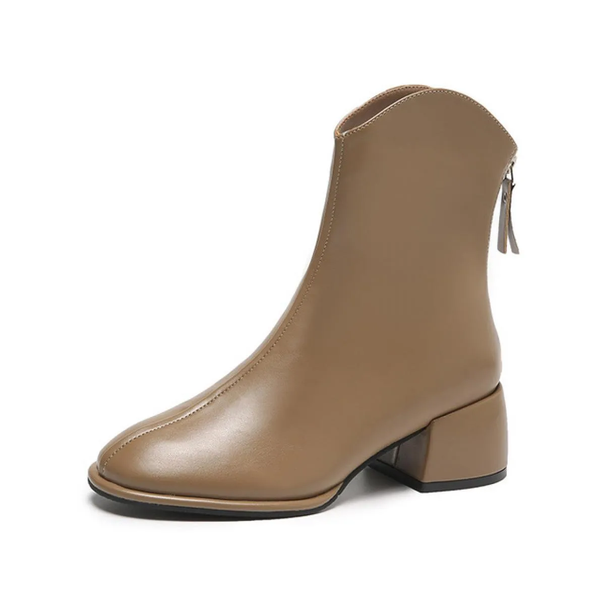 Donne di marca di lusso Beige 5 cm tacco alto alla caviglia caviglia inverno femminile punta quadrata Chelsea stivali corti da d