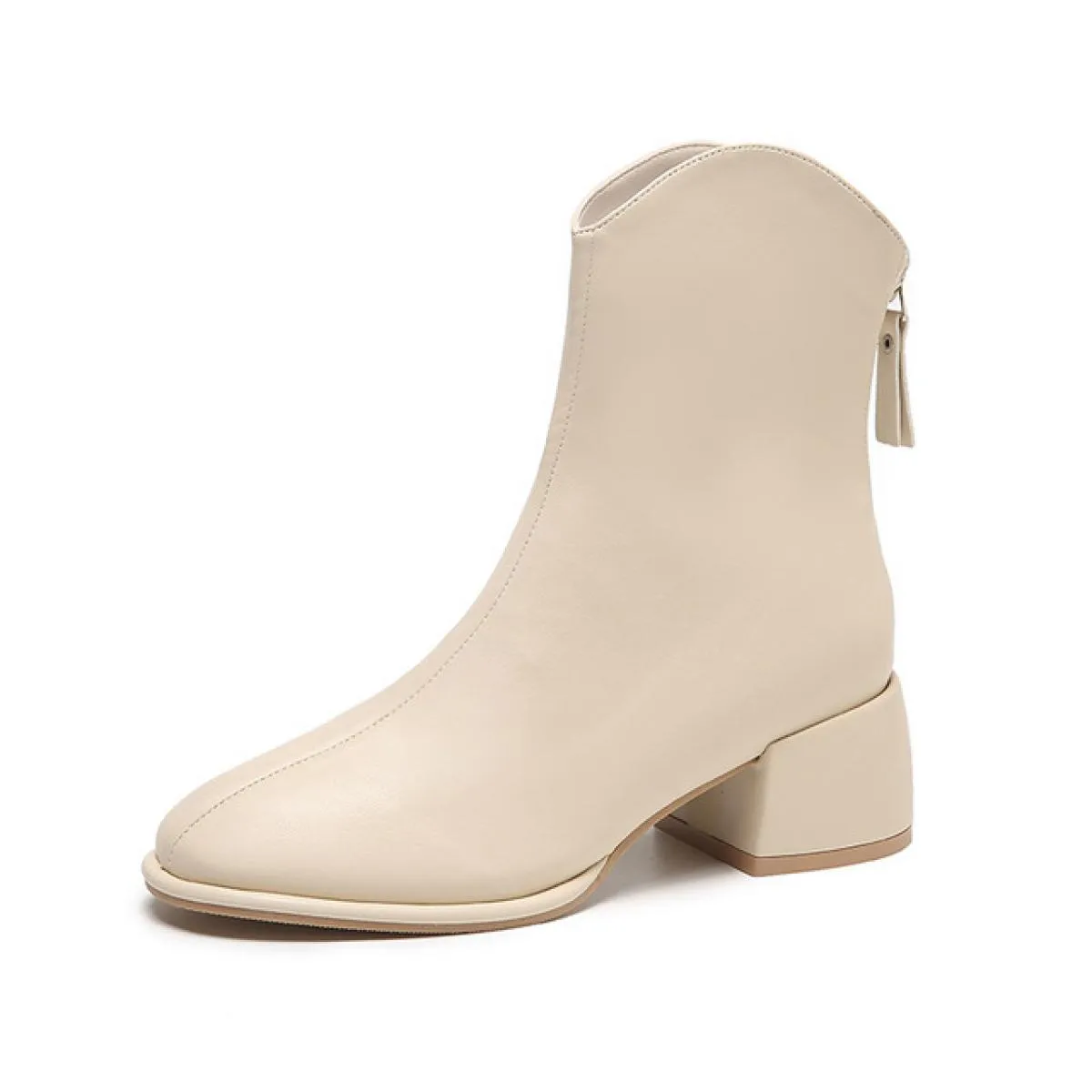 Donne di marca di lusso Beige 5 cm tacco alto alla caviglia caviglia inverno femminile punta quadrata Chelsea stivali corti da d