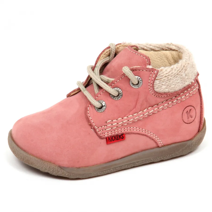 E2254 sneaker bimba rosa KICKERS KELP scarpe nabuk shoe kid baby girl