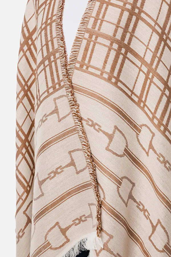 ELISABETTA FRANCHI Mantella jaquard morsetto logo e tartan