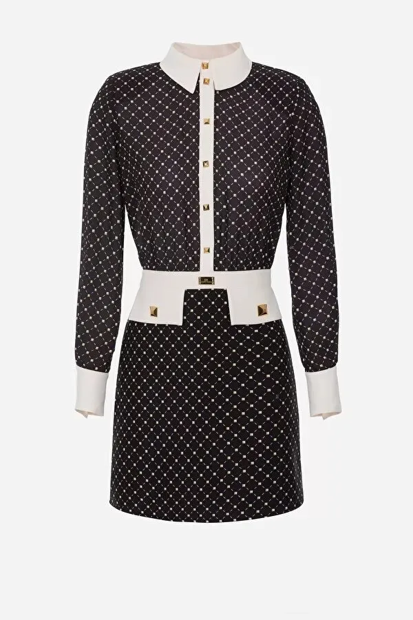 ELISABETTA FRANCHI Mini chemisier stampa micro borchie
