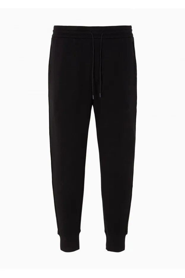 Emporio Armani Pantaloni jogger in double jersey con bande laterali stampa lettering gommato