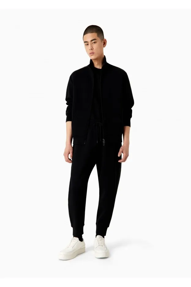 Emporio Armani Pantaloni jogger in double jersey con bande laterali stampa lettering gommato