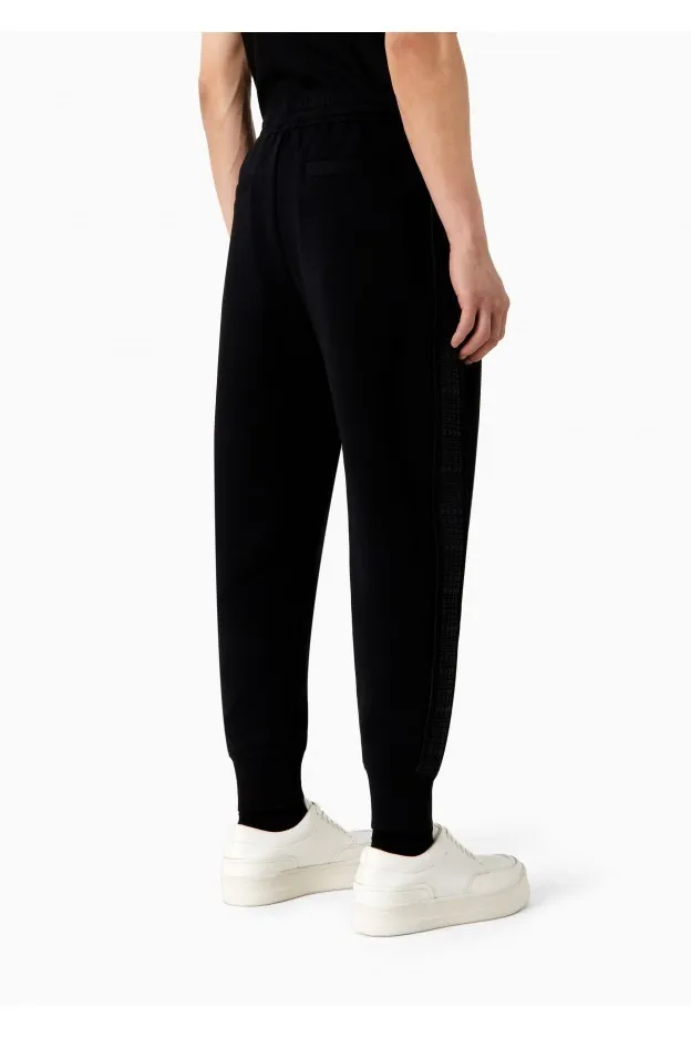 Emporio Armani Pantaloni jogger in double jersey con bande laterali stampa lettering gommato