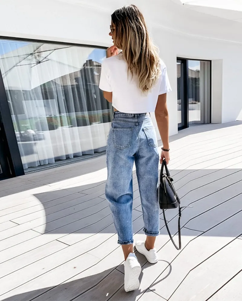 Factory Direct Sales High-waisted Harem Jeans For Women 2024  And  New Casual Loose Slimming Dad Pants For Women