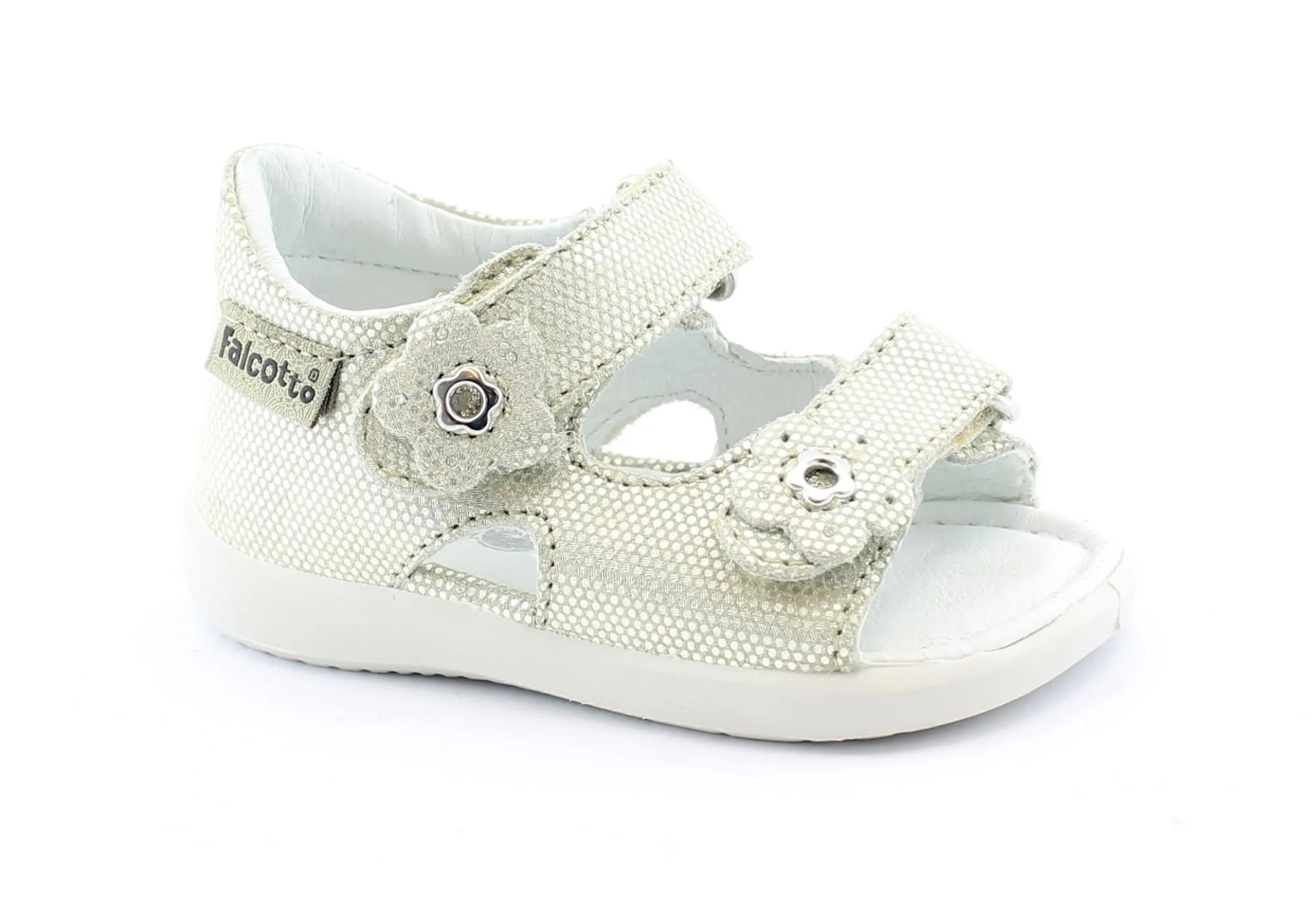 FALCOTTO BENSO 500894 platino scarpe sandali bambina tallone pelle strappi