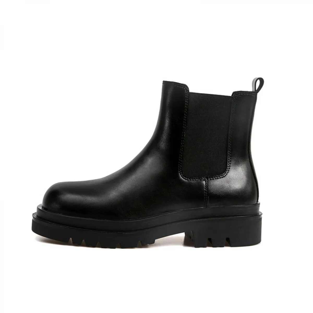 Famosi stivali Chelsea di marca per donna Scarpe casual con plateau nero Stivali da donna in pelle di mucca Bottine alla cavigli