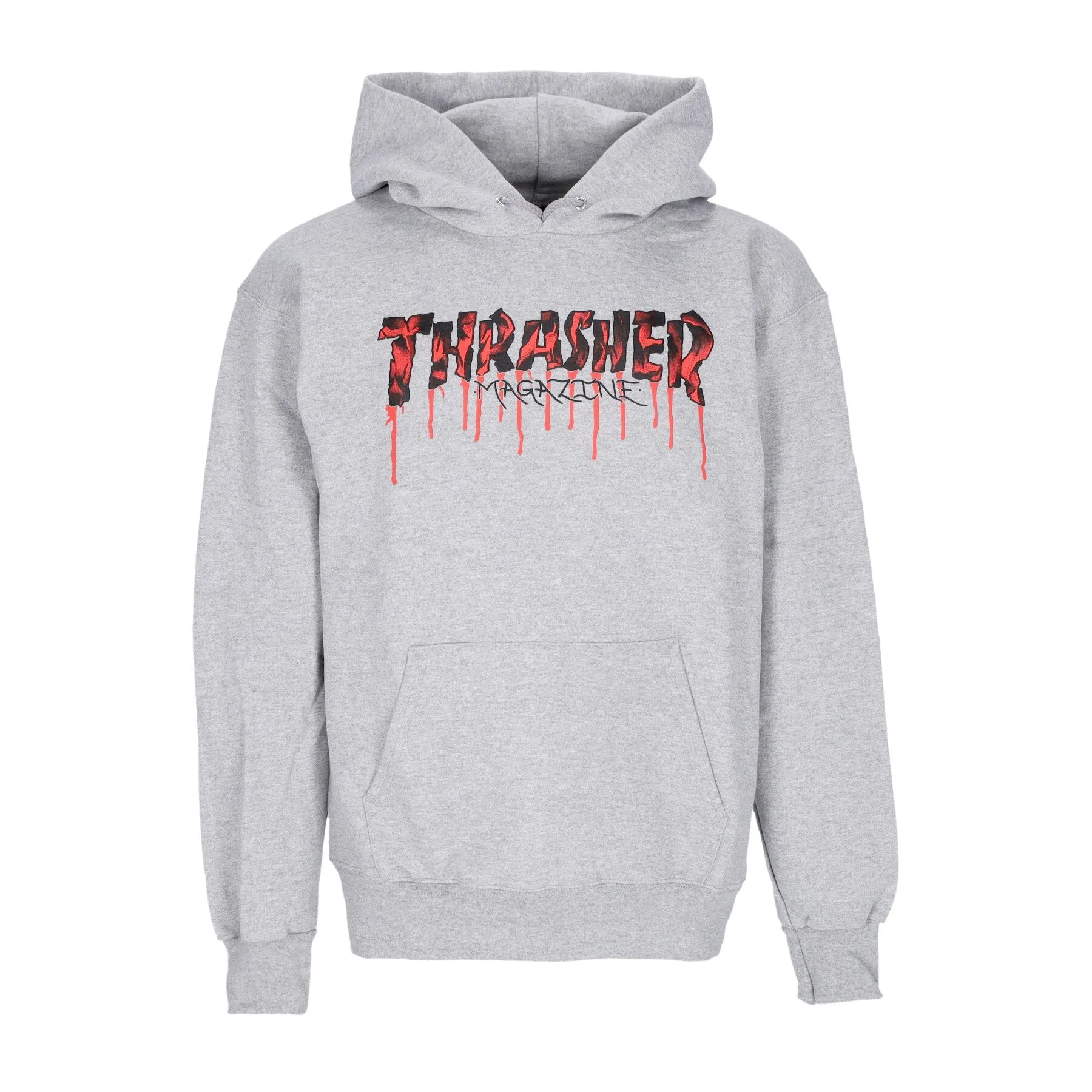 Felpa Cappuccio Uomo Blood Drip Hoodie Light Steel/red