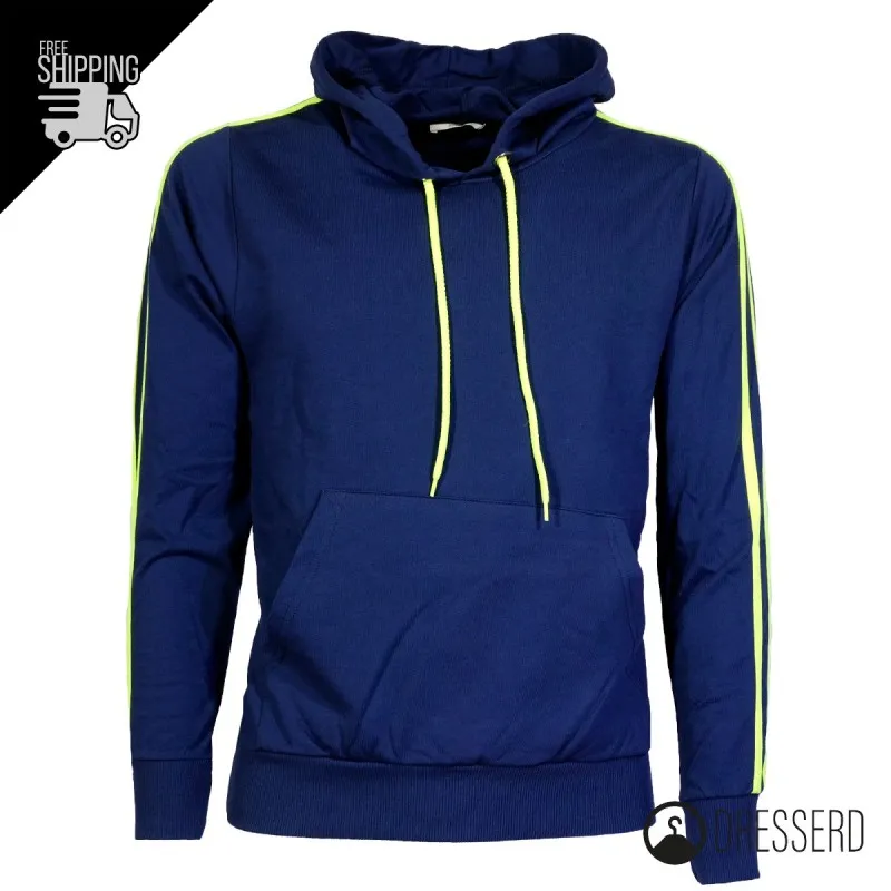 Felpa in cotone Uomo Contrasti Fluo cappuccio felpa dresserd