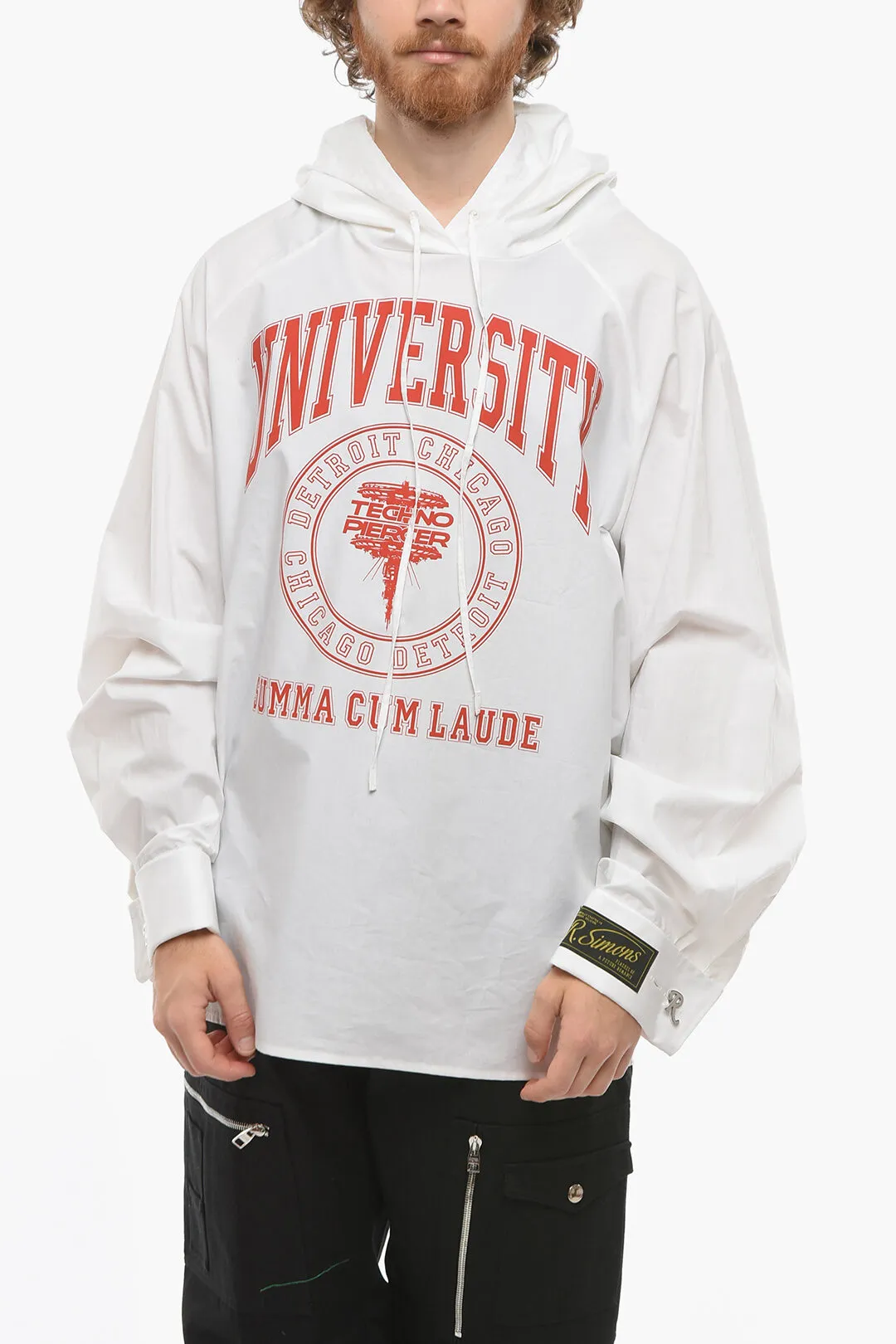 Felpa UNIVERSITY in Tessuto Shirting con Stampa