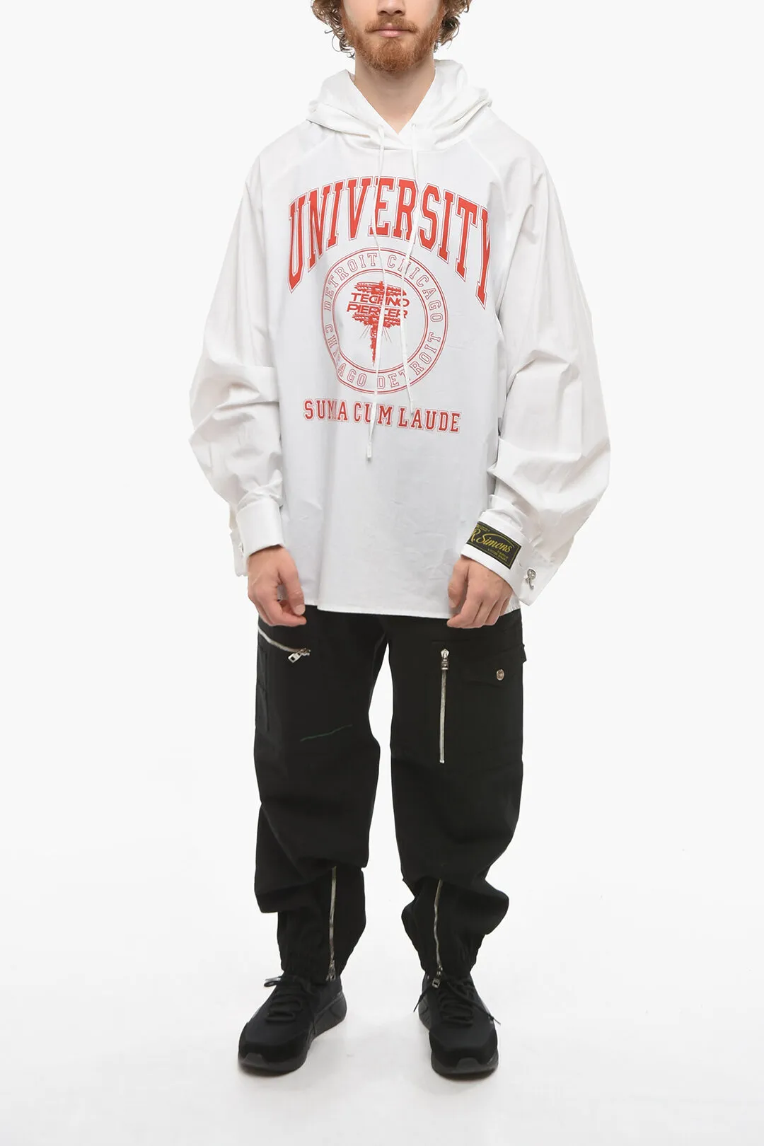 Felpa UNIVERSITY in Tessuto Shirting con Stampa