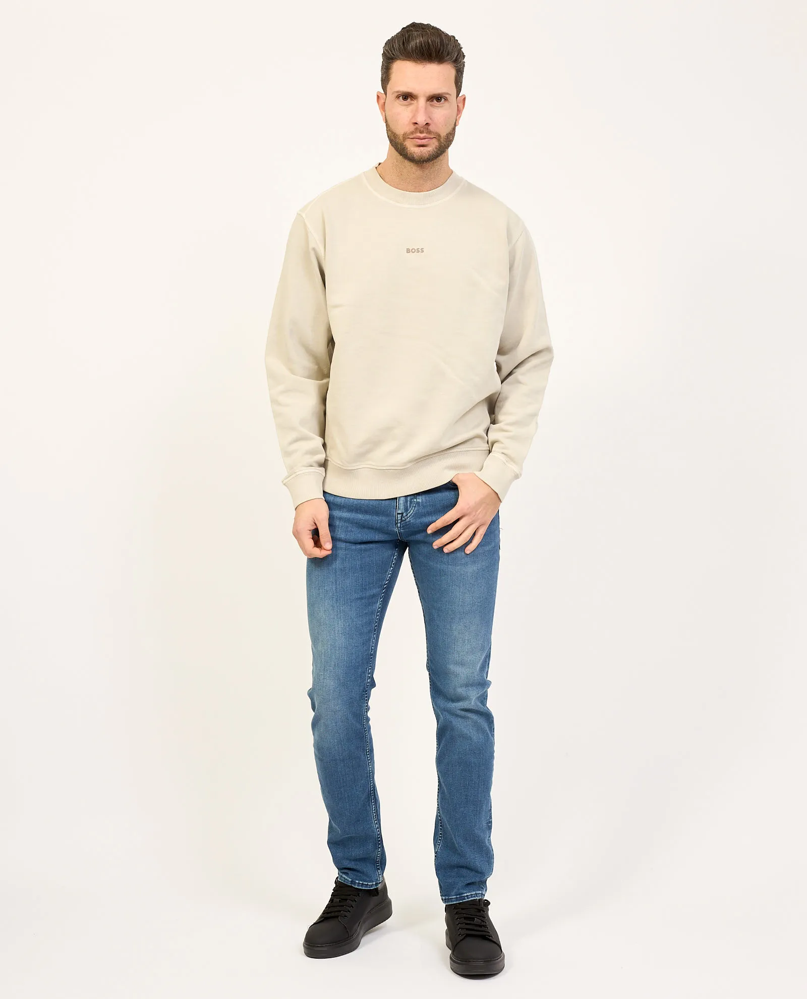 Felpa uomo Boss girocollo in cotone