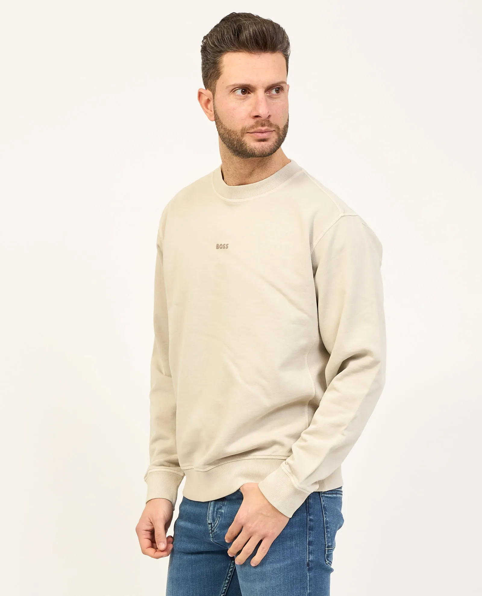 Felpa uomo Boss girocollo in cotone