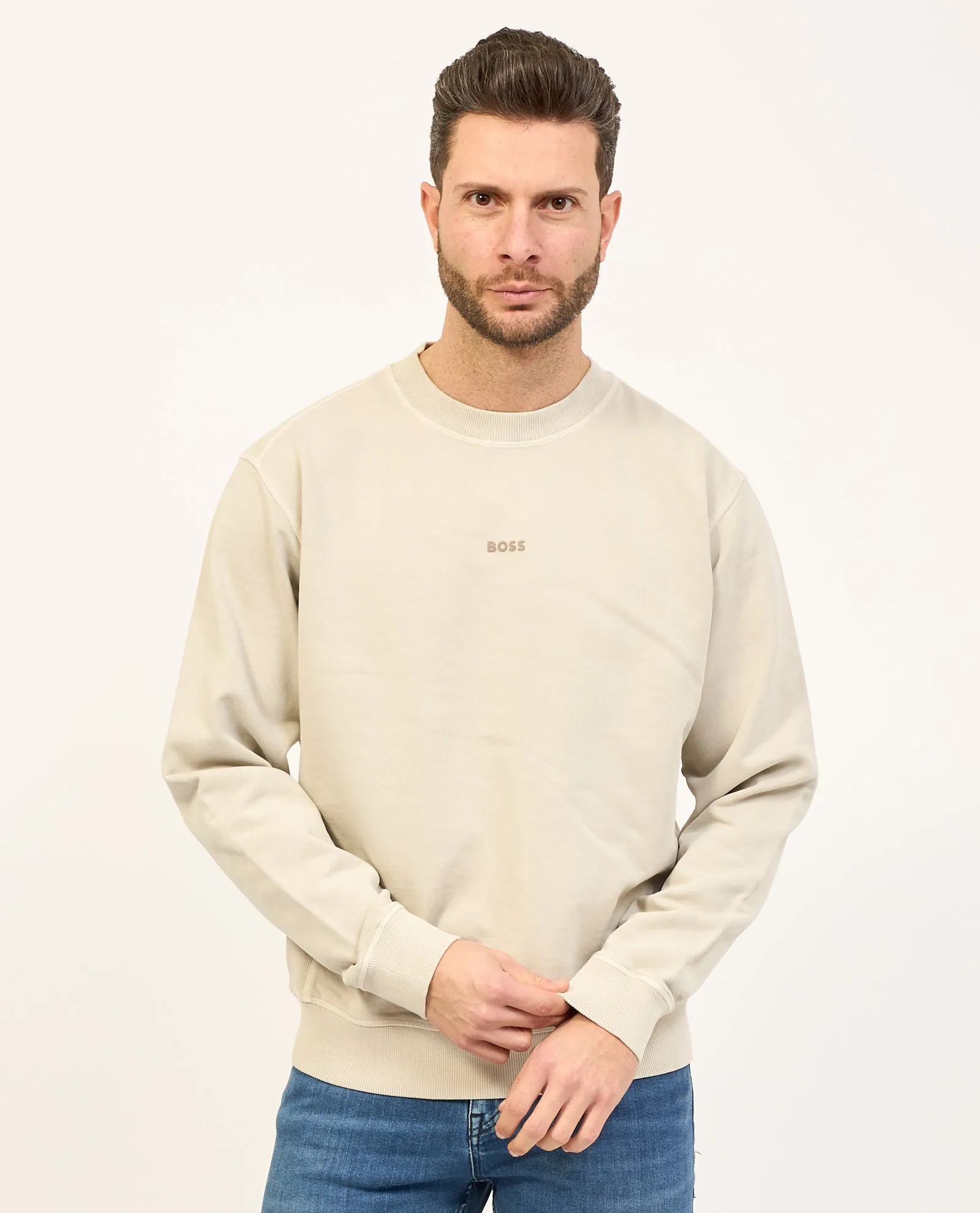Felpa uomo Boss girocollo in cotone