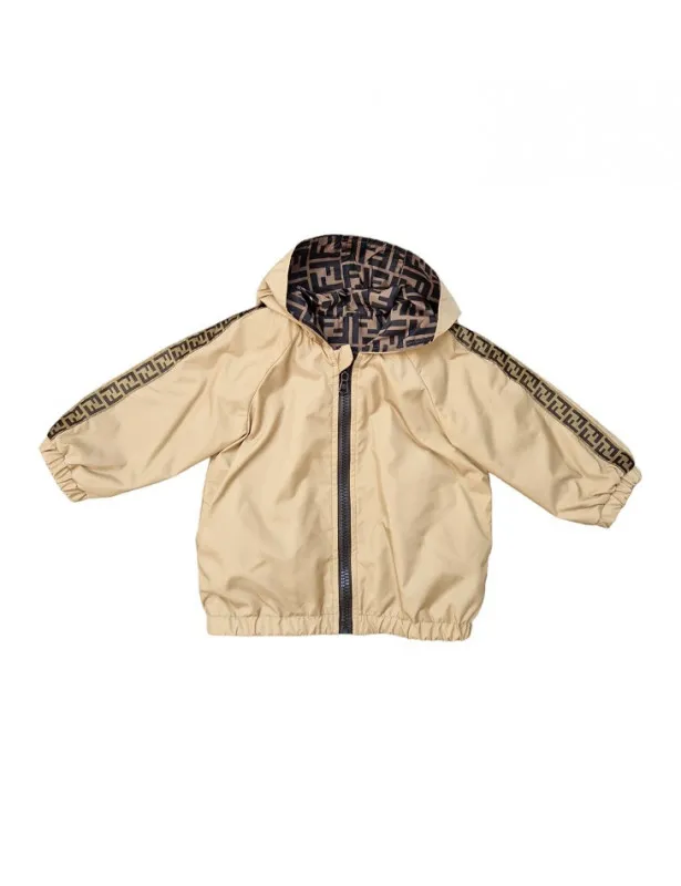 Fendi     Giubbino reversibile beige e stampa FF Fendi