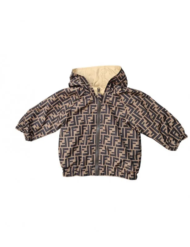 Fendi     Giubbino reversibile beige e stampa FF Fendi