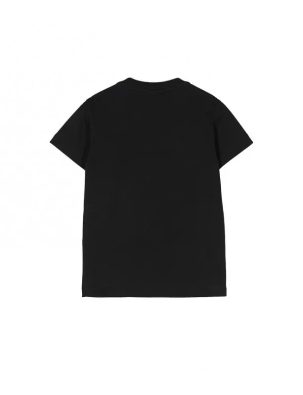 Fendi     T-shirt nera con logo cucito a contrasto Fendi