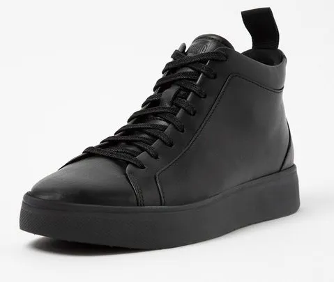 FitFlop RALLY II LEATHER HIGH-TOP SNEAKERS ALL BLACK