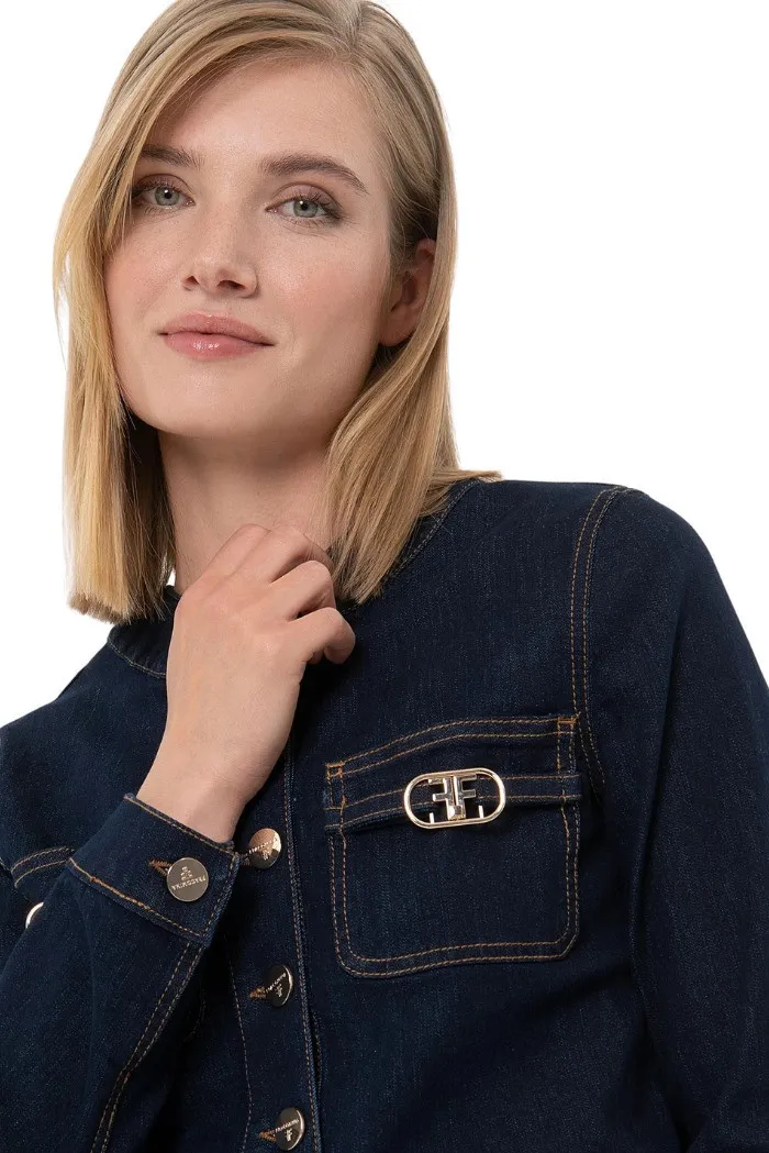 Fracomina giacca regular cropped in denim con lavaggio raw fr24sj4007d45793