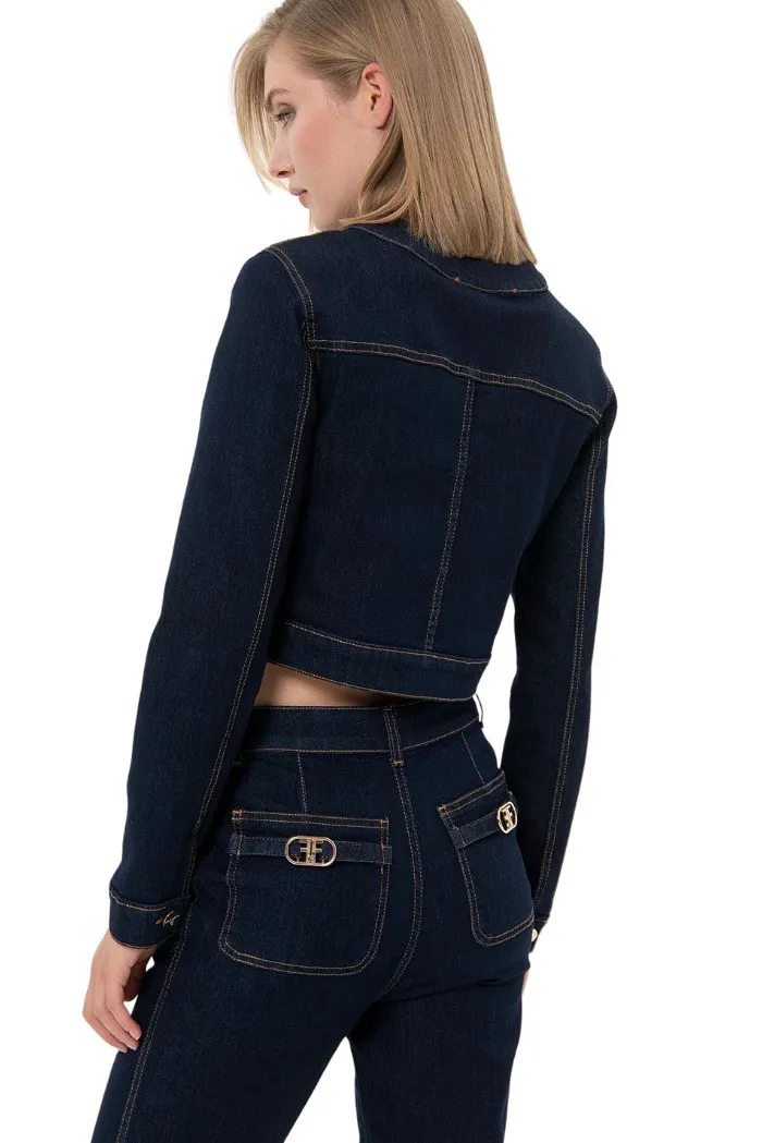 Fracomina giacca regular cropped in denim con lavaggio raw fr24sj4007d45793