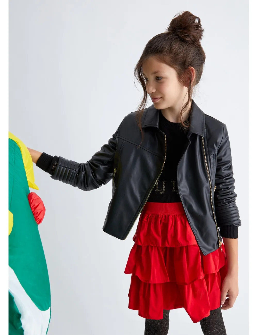 GF3081 GIUBBINO LIU JO GIRL BAMBINA GIUBBOTTO IN ECO PELLE GIACCA TESS. SPALMATO
