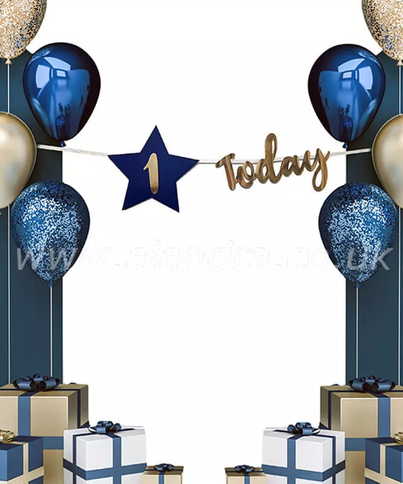 Ghirlanda Star Today personalizzabile blu-oro