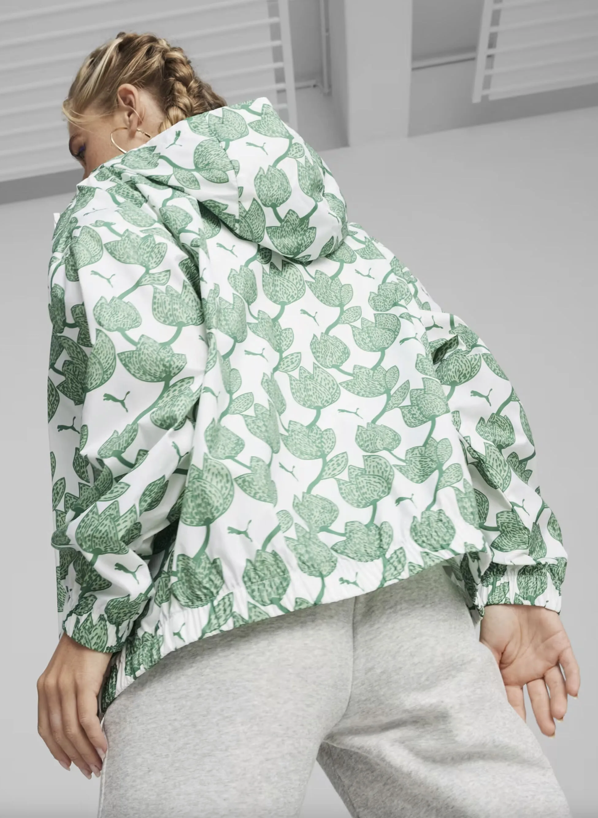 giacca a vento blossom print all-over