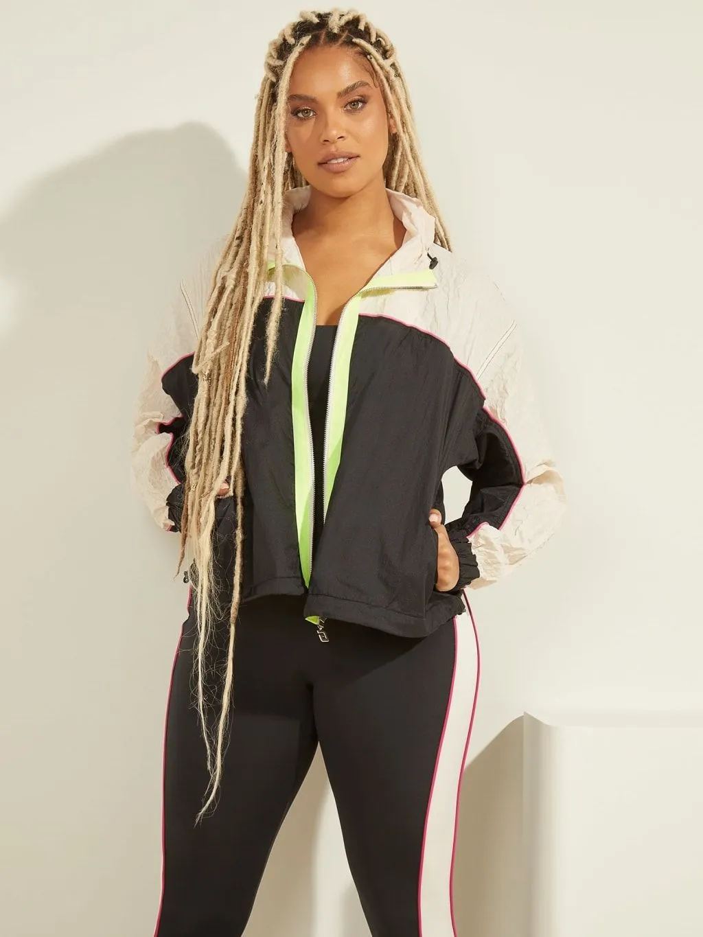 Giacca a vento sportiva color block guess