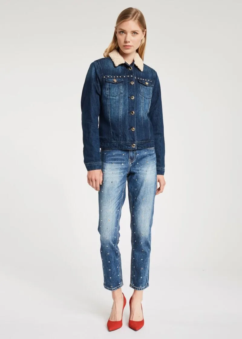 Giubbotto in denim con borchie