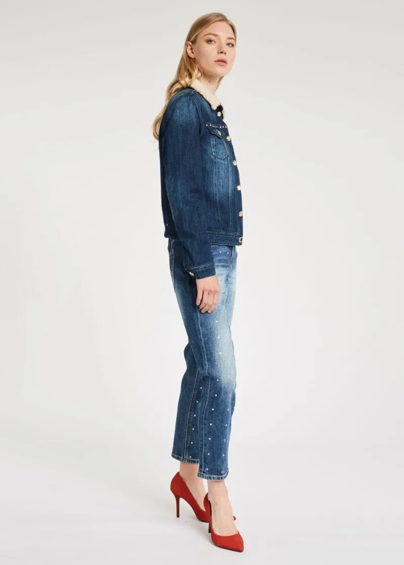 Giubbotto in denim con borchie