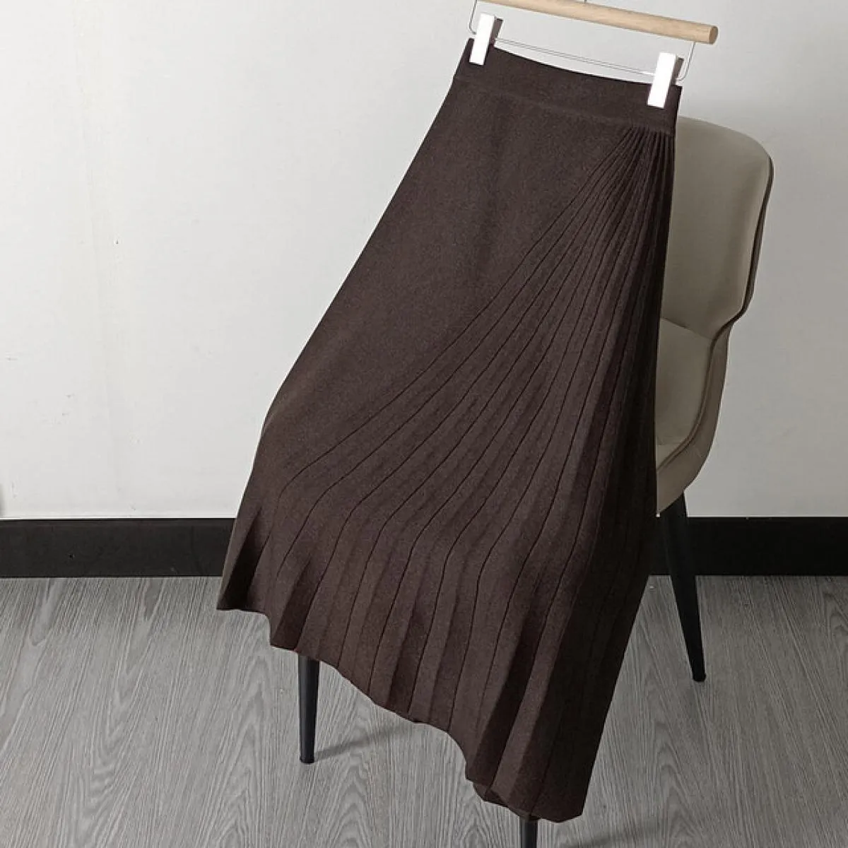 Gonna asimmetrica nera Gonna invernale invernale Gonne lunghe in lana dal design elastico da donna