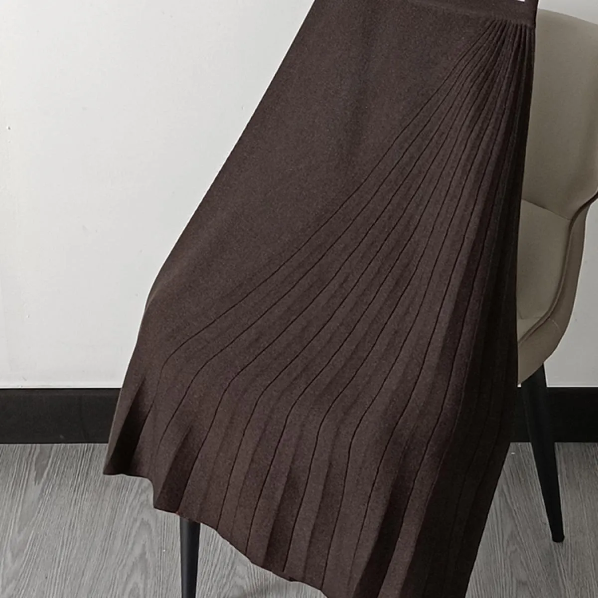 Gonna asimmetrica nera Gonna invernale invernale Gonne lunghe in lana dal design elastico da donna