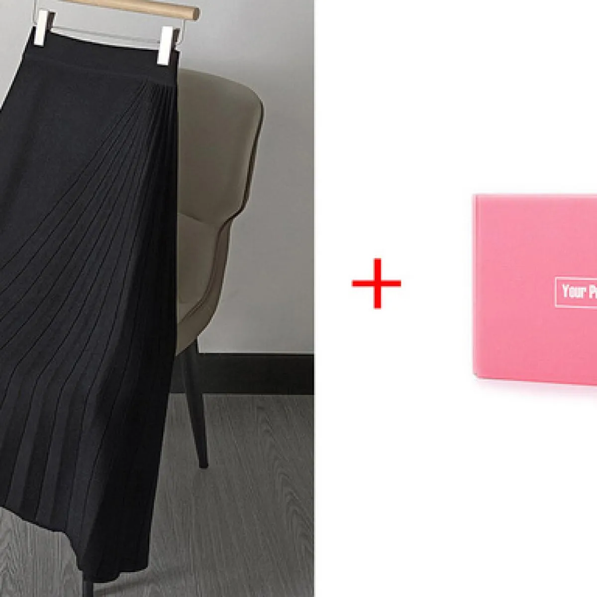 Gonna asimmetrica nera Gonna invernale invernale Gonne lunghe in lana dal design elastico da donna