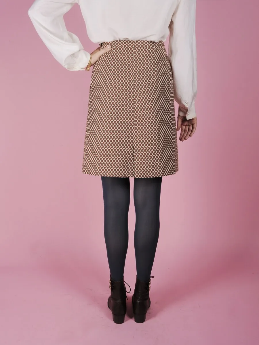 Gonna sartoriale in lana pattern anni ’70