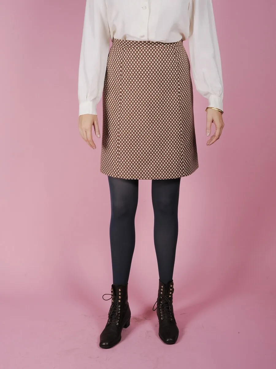 Gonna sartoriale in lana pattern anni ’70