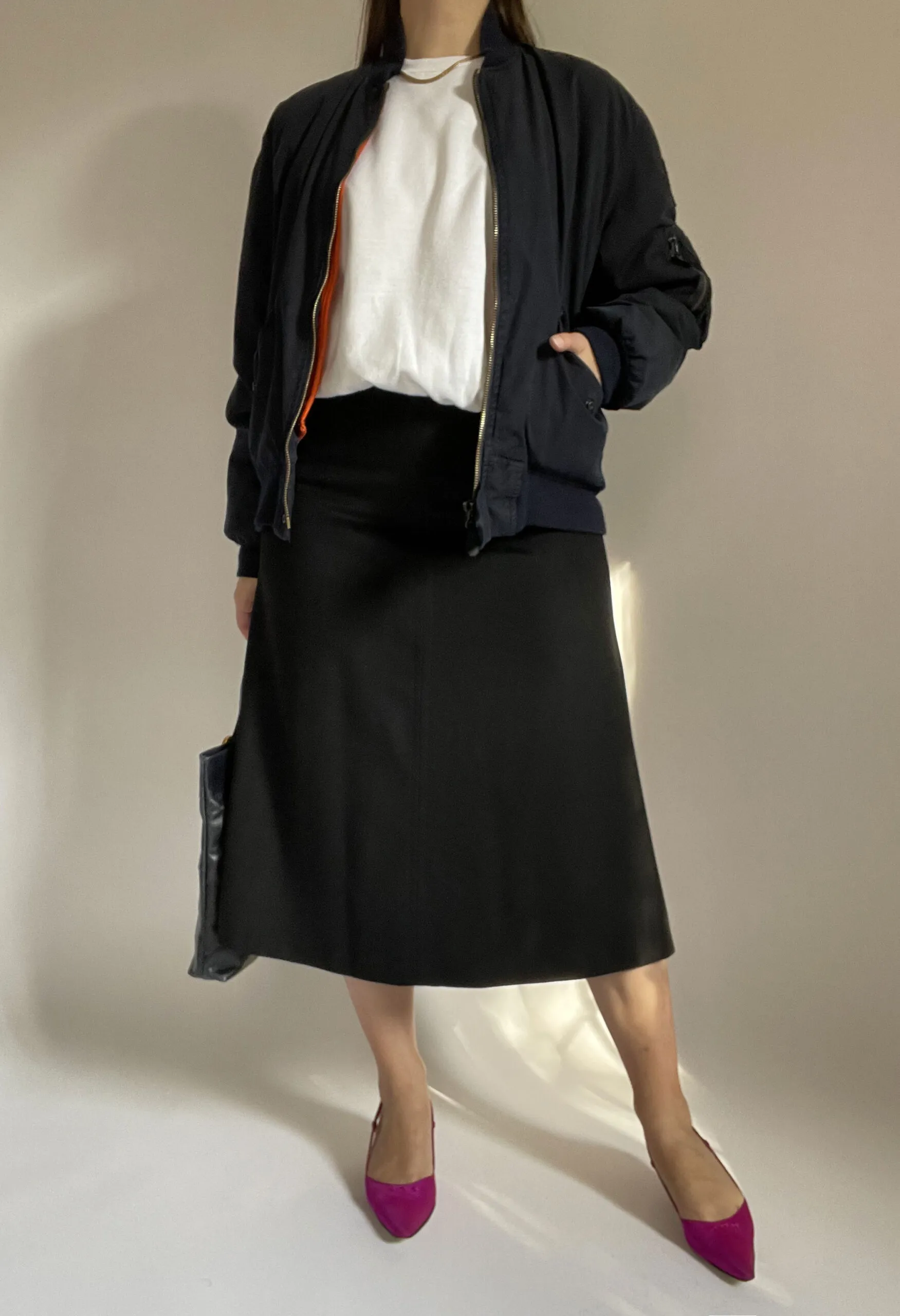 Gonna svasata in pura lana nera MaxMara vintage