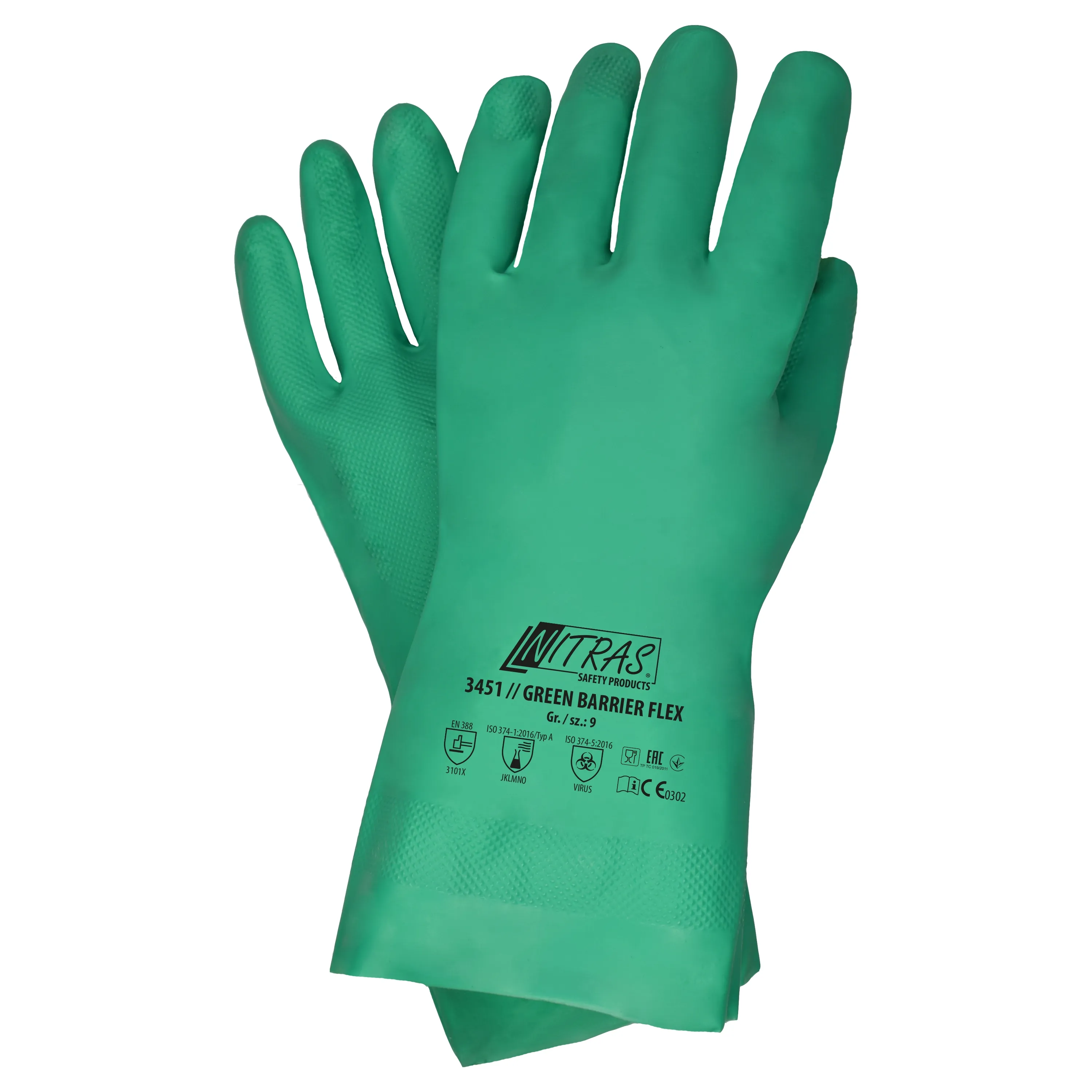 Guanti NITRAS SAFETY NITRAS GREEN BARRIER FLEX, Tg. 10, in Nitrile, col. Verde